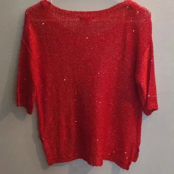 Bongo 1/2 sleeve red sequin top size med - Picture 4 of 5